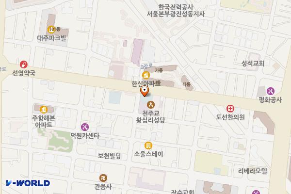 왕십리천주교회 위치 지도 — 서울특별시 성동구 무학로10길 21, 왕십리천주교회 (홍익동)