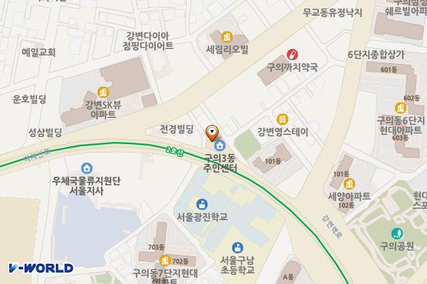 구의3동주민센터 공중화장실 위치 지도 — 서울특별시 광진구 강변역로 17