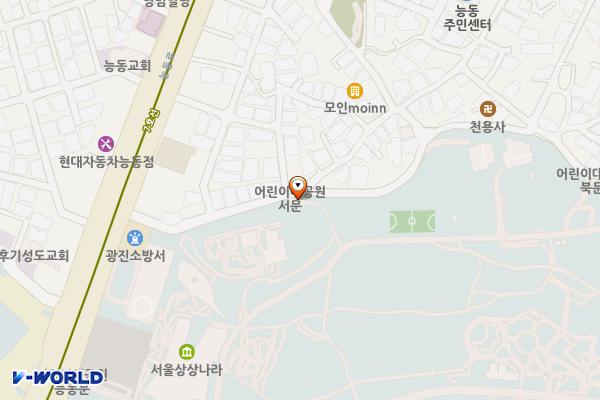 열대동물관화장실 위치 지도 — 서울특별시 광진구 능동로216