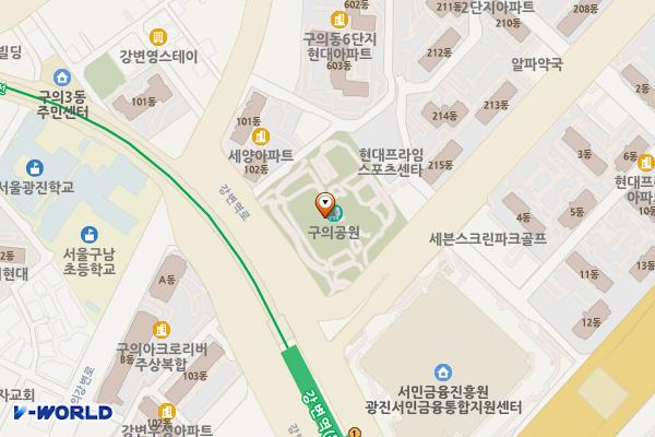 구의공원 공중화장실 위치 지도 — 서울특별시 광진구 광나루로56길 86