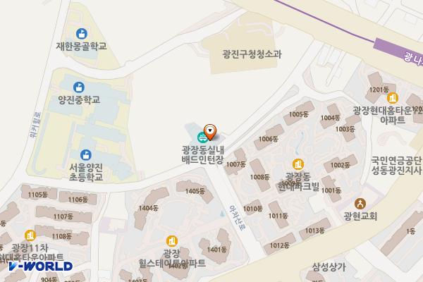 광장동실내배드민턴장 위치 지도 — 서울특별시 광진구 천호대로140길 40