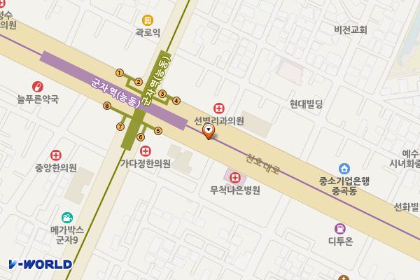 군자역(5) 위치 지도 — 서울특별시 광진구 능동 275-5 군자역(5, 7호선)