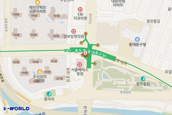용두역(내선 대합실) 위치 지도 — 서울특별시 동대문구 용두동 47-1