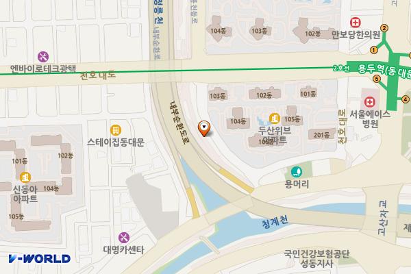 정릉천 제방2 위치 지도 — 서울특별시 동대문구 용두동 696-2