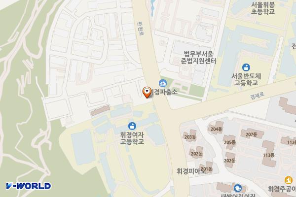 열린주유소 공중화장실 위치 지도 — 서울특별시 동대문구 한천로 263(휘경동)