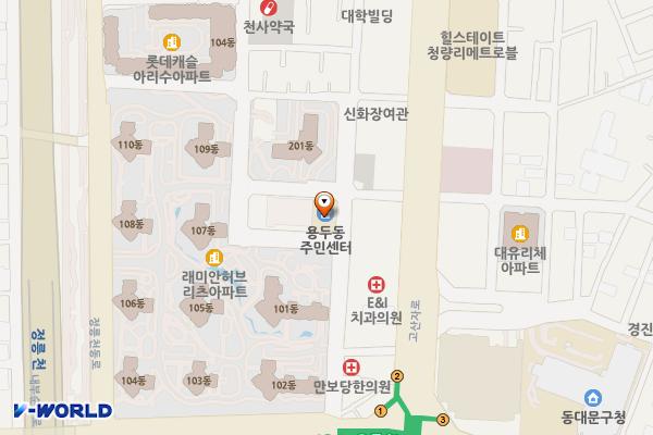 용신동 주민센터 위치 지도 — 서울특별시 동대문구 천호대로27길 35