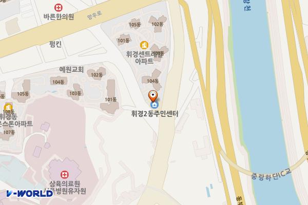 휘경2동 주민센터 위치 지도 — 서울특별시 동대문구 한천로 329