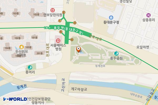 용두근린공원 화장실 위치 지도 — 서울특별시 동대문구 청계천로 563