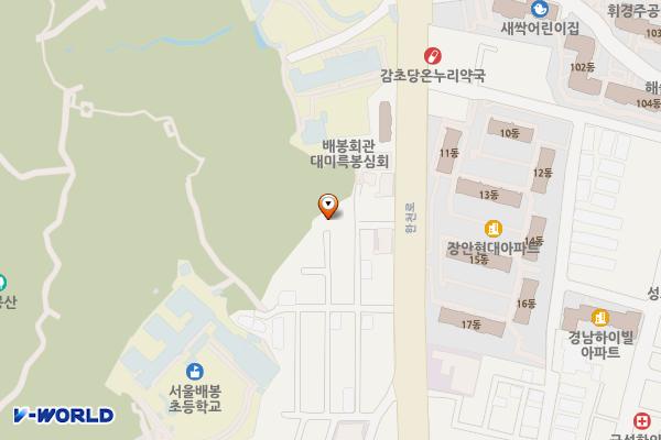 숲속도서관 앞 화장실(배봉산) 위치 지도 — 서울특별시 동대문구 사가정로 191-1