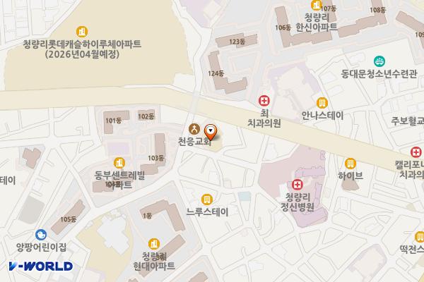 청량리동 주민센터 위치 지도 — 서울특별시 동대문구 왕산로43다길 5