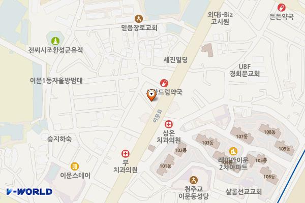 티스테이션 동대문이문점 위치 지도 — 서울특별시 동대문구 이문로 79 (이문동)