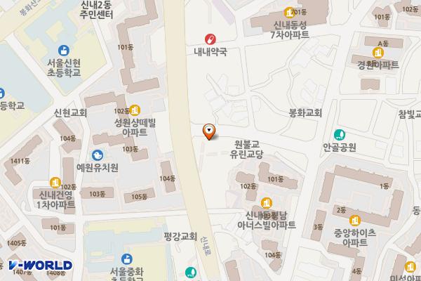 유린원광종합사회복지관 위치 지도 — 서울특별시 중랑구 신내로 56 (신내1동)