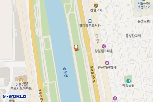 중화체육공원 이동식화장실 위치 지도 — 서울특별시 중랑구 중화동363