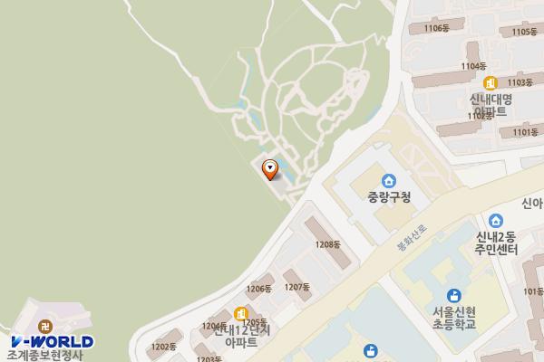 봉수대공원 주차장 위치 지도 — 서울특별시 중랑구 상봉동 12-2
