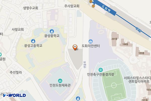 도원역 부근 공영주차장 위치 지도 — 인천광역시 제물포구 도원동 5-7