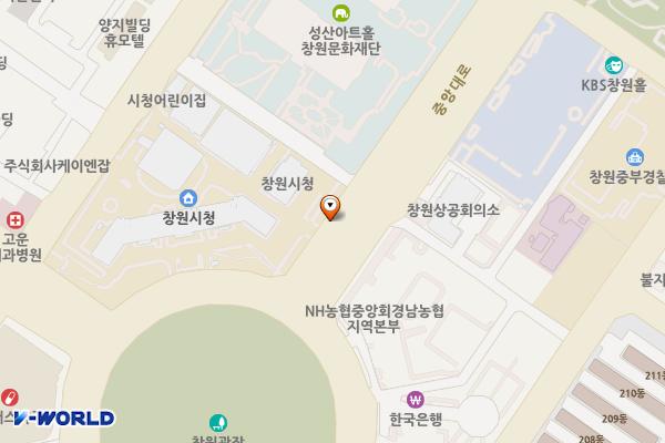 시청뒷길 노상 위치 지도 — 경상남도 창원시 성산구 용호동 500-6