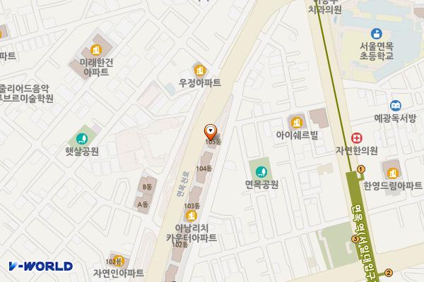 실버카페 공중화장실 위치 지도 — 서울특별시 중랑구 겸재로29길 27
