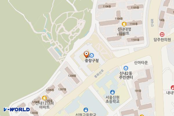 중랑구청사 1층 화장실 위치 지도 — 서울특별시 중랑구 봉화산로 179(신내동)