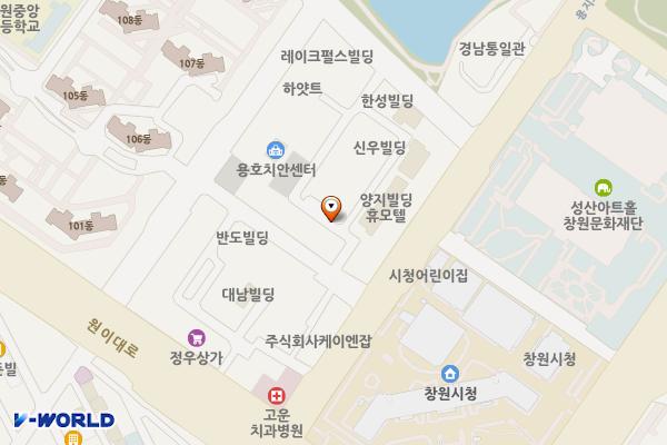 한마음공영주차장 노상 위치 지도 — 경상남도 창원시 성산구 용호동 73