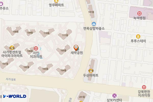 새싹어린이공원 위치 지도 — 서울특별시 중랑구 면목5동 1545-3