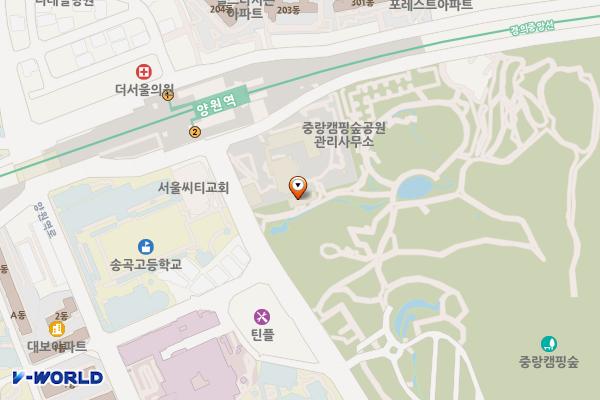 중랑캠핑숲 캠핑장 돔 위치 지도 — 서울특별시 중랑구 망우로 87길 140