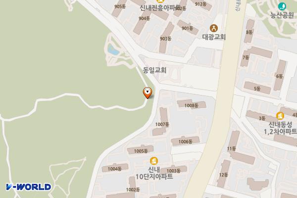 봉화산근린공원 배나무밭 공원 화장실 위치 지도 — 서울특별시 중랑구 신내동 655-2