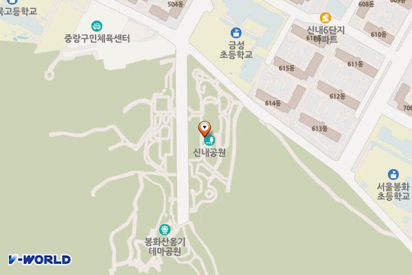 신내공원 관리사무소 화장실 위치 지도 — 서울특별시 중랑구 신내동 652