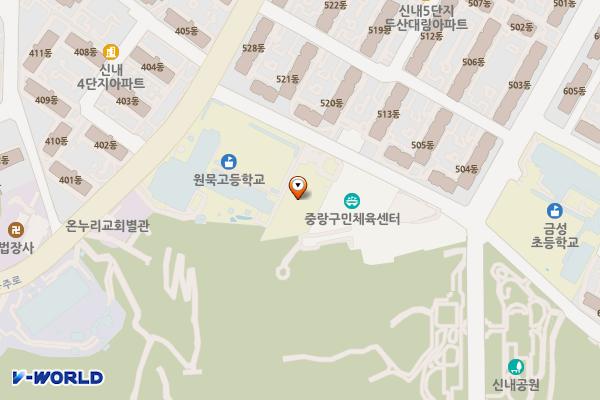 중랑구립정보도서관 위치 지도 — 서울특별시 중랑구 신내로15길 197