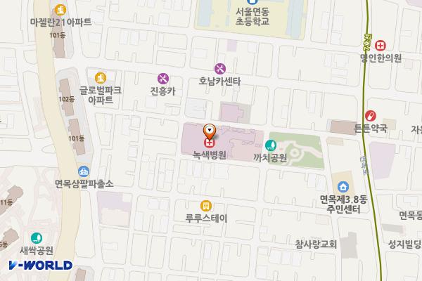 녹색병원 위치 지도 — 서울특별시 중랑구 사가정로 49길 53