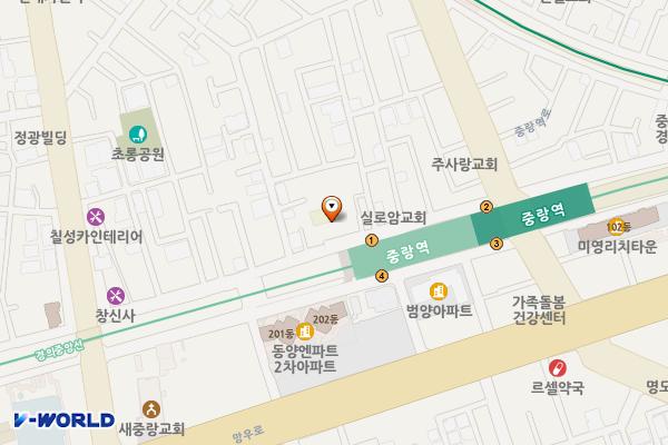 중화어린이도서관 위치 지도 — 서울특별시 중랑구 중랑역로3길 28