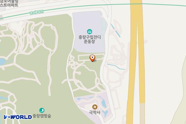 중랑캠핑숲 나들이마당 위치 지도 — 서울특별시 중랑구 망우동 73-5