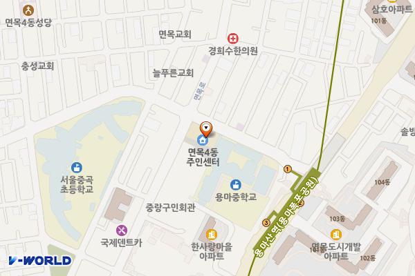 면목4동 주민센터 위치 지도 — 서울특별시 중랑구 면목로 246 면목4동 주민센터