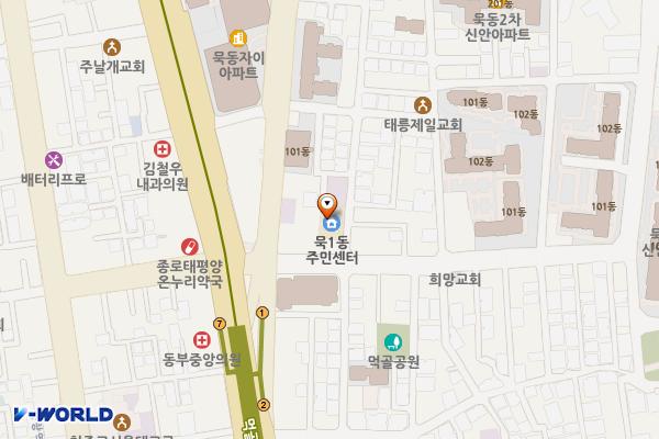 묵1동주민센터 화장실 위치 지도 — 서울특별시 중랑구 공릉로2가길 5(묵1동주민센터)