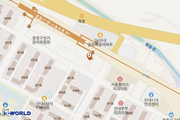금강리빙스텔 개방화장실 위치 지도 — 서울특별시 중랑구 신내로 211