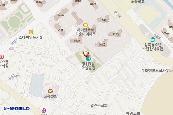 장위3동마을공원 공중화장실 위치 지도 — 서울특별시 성북구 돌곶이로32길 39-8(장위동)