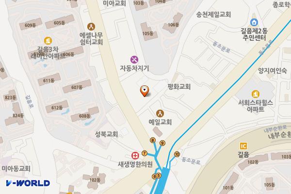 기린빌딩 개방화장실 위치 지도 — 서울특별시 성북구 삼양로 22, 기린빌딩 (길음동)