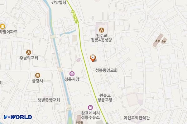 청수프라자 1층 개방화장실 위치 지도 — 서울특별시 성북구 보국문로 50, 청수프라자 (정릉동)