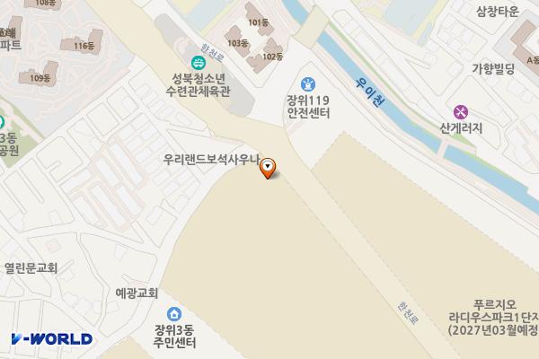 장위3동 주민센터 위치 지도 — 서울특별시 성북구 한천로 657, 장위3동 주민센터 (장위동)