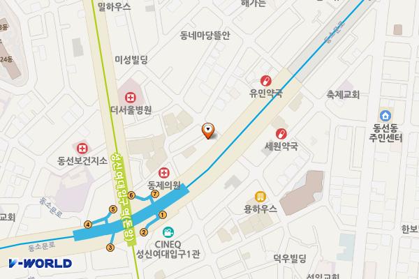 롯데리아 성신여대점 개방화장실 위치 지도 — 서울특별시 성북구 동소문로 117(동선동4가)