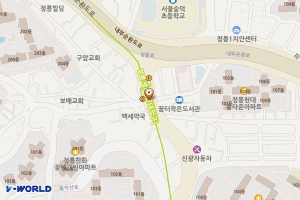 정릉역 여객화장실 위치 지도 — 서울특별시 성북구 아리랑로 지하122, 정릉역 (정릉동)