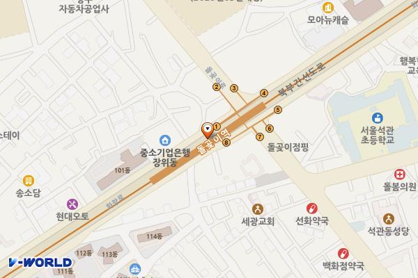 돌곶이역 공중화장실 위치 지도 — 서울특별시 성북구 화랑로 지하243, 돌곶이역 (석관동)