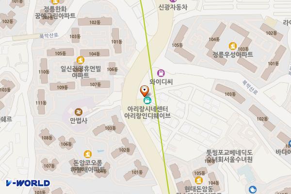 아리랑시네센터 위치 지도 — 서울특별시 성북구 아리랑로 82, 아리랑시네센터및아리랑정보도서관 (돈암동)
