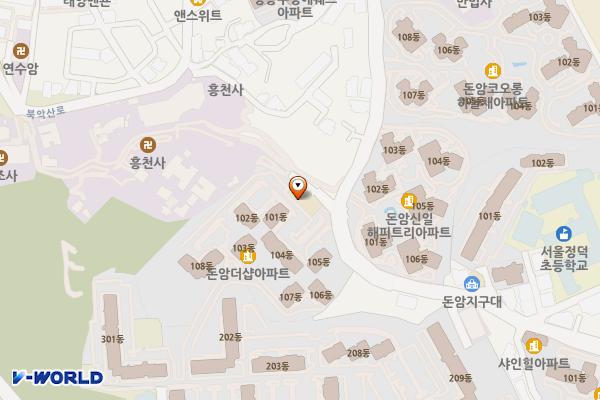 돈암2동 주민센터 위치 지도 — 서울특별시 성북구 흥천사길 7, 돈암2동 주민센터 (돈암동)