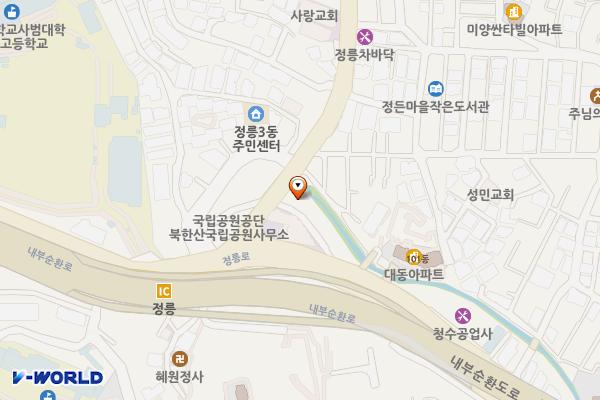 정릉실버복지센터 위치 지도 — 서울특별시 성북구 솔샘로 8, 정릉실버복지센터 (정릉동)