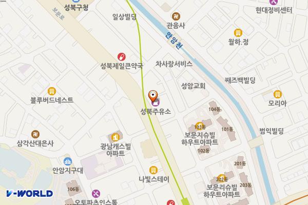 성북주유소 개방화장실 위치 지도 — 서울특별시 성북구 보문로 142, 성북주유소 (보문동1가)