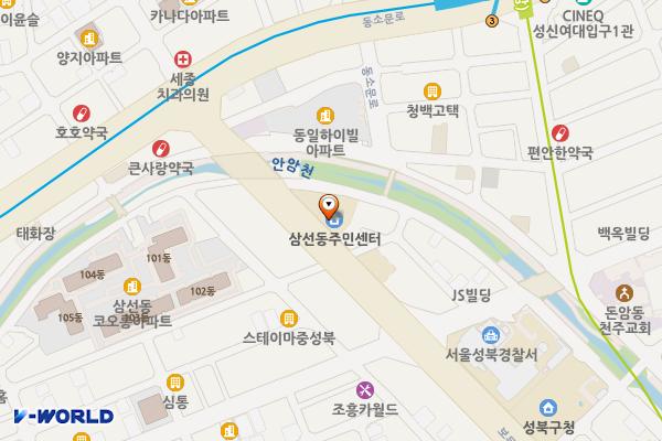 삼선동 주민센터 위치 지도 — 서울특별시 성북구 보문로 190, 삼선동 주민센터 (삼선동4가)