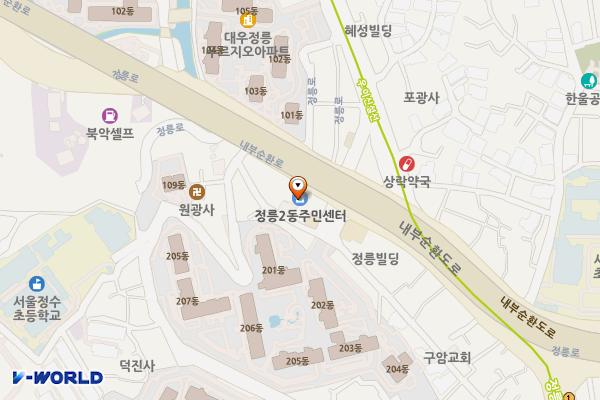 정릉도서관 위치 지도 — 서울특별시 성북구 정릉로 242, 성북아동청소년센터 (정릉동)