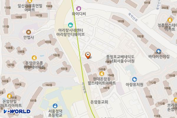 시네마빌딩 화장실 위치 지도 — 서울특별시 성북구 아리랑로12길 4, 시네마빌딩 (돈암동)