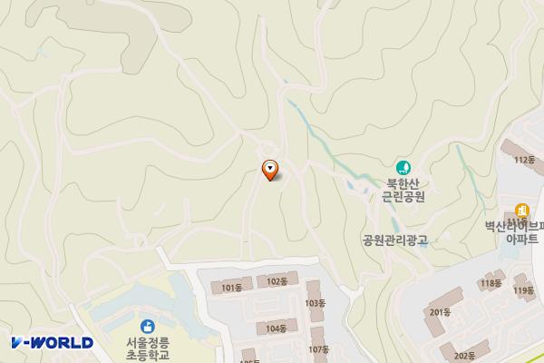 북한산 생태숲 공중화장실 위치 지도 — 서울특별시 성북구 솔샘로25길 121-50, 북한산 자연학습장 (정릉동)