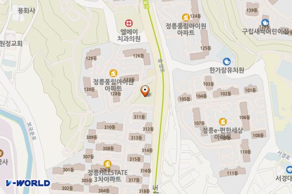 성북청소년문화의집 위치 지도 — 서울특별시 성북구 솔샘로 107(정릉동)